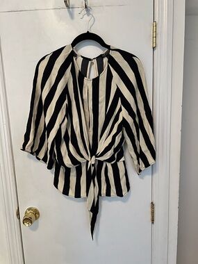 Topshop Striped Tie-Front Women’s Top
